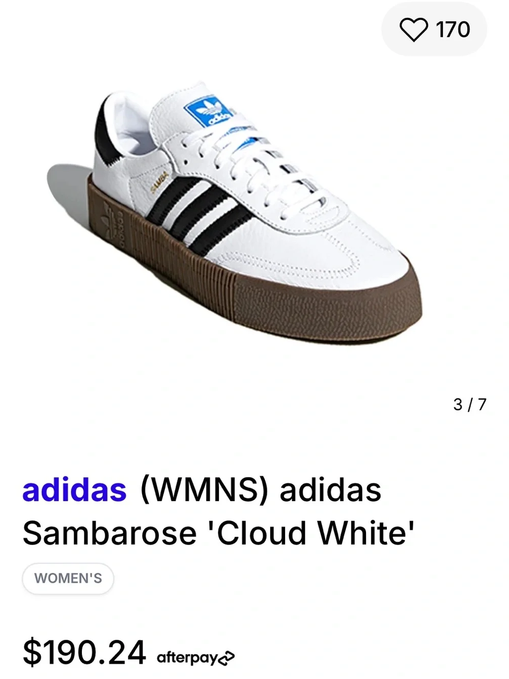 ADIDAS SAMBAROSE /White, Black & Brown Low-Profile Sneakers